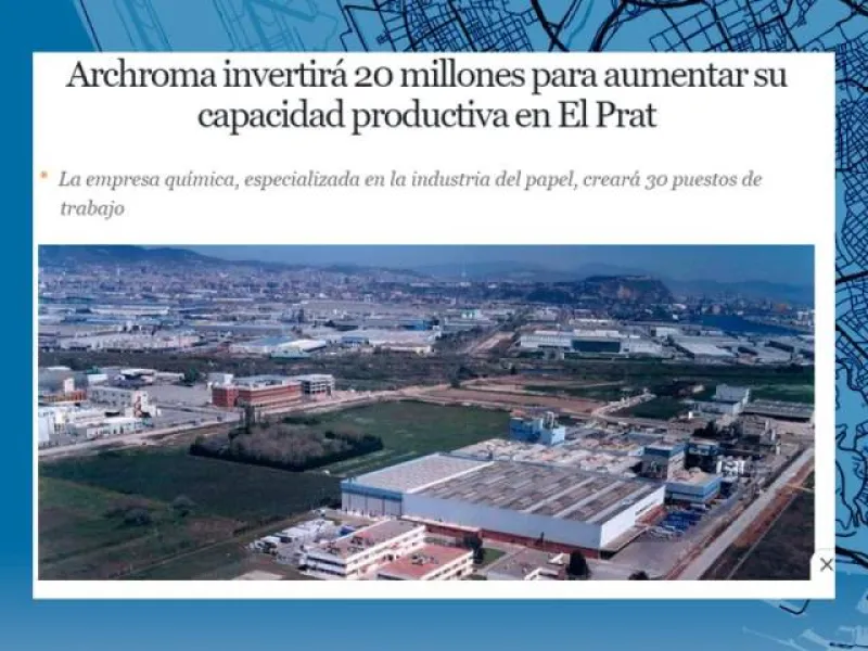 Archroma, una de les nostres empreses associades ha anunciat que invertirà 20 milions d'euros per expandir la seva capacitat productiva a la seva planta 